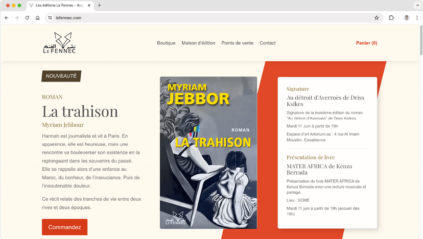 Launch of the 4th version of the site for Éditions Le Fennec